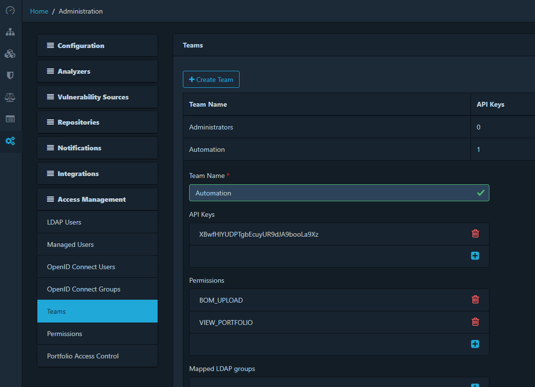 OWASP Dependency Track X API Key